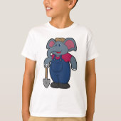 Elefant als Bauer mit Shovel T-Shirt (Vorderseite)