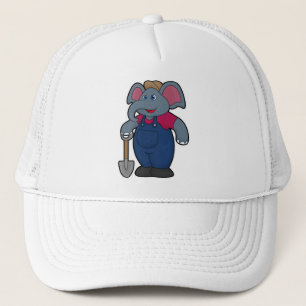 Elefant als Bauer mit Shovel Truckerkappe