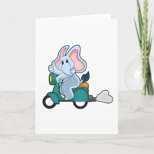Elefant als Biker mit Roller Karte