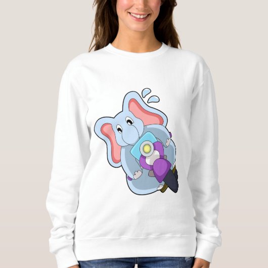 Elefant als Fahrrad mit Motorrad.PNG Sweatshirt (Vorderseite)