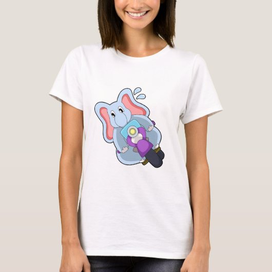 Elefant als Fahrrad mit Motorrad.PNG T-Shirt (Vorderseite)