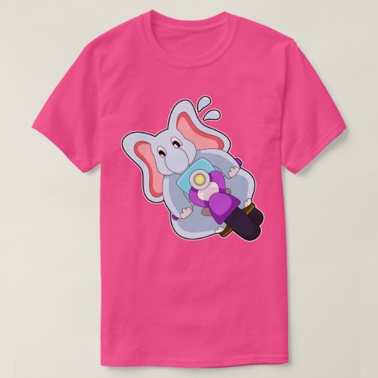 Elefant als Fahrrad mit Motorrad T-Shirt (Design vorne)