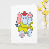 Elefant als Feuerwehrmann mit Proboscis Karte (Gelbe Blume)
