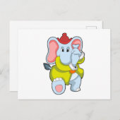 Elefant als Feuerwehrmann mit Proboscis Postkarte (Vorne/Hinten)