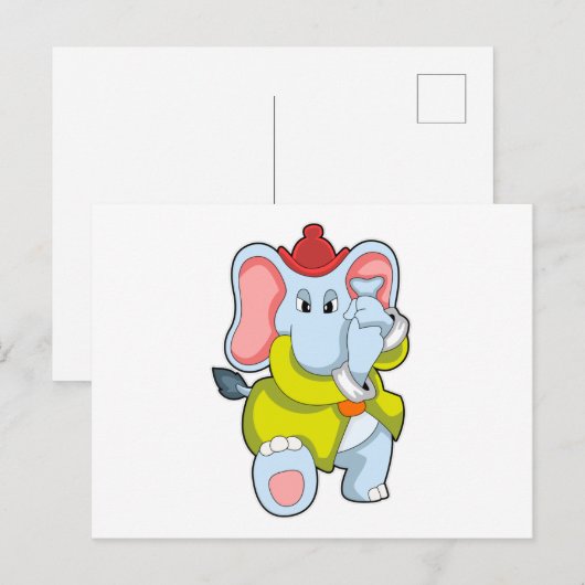 Elefant als Feuerwehrmann mit Proboscis Postkarte (Vorne/Hinten)
