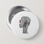 Elefant als Friseur mit Kamm Button (Vorne & Hinten)