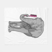 Elefant als Friseur mit Kamm Fleecedecke (Vorderseite (Horizontal))