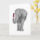 Elefant als Friseur mit Kamm Karte (Gelbe Blume)