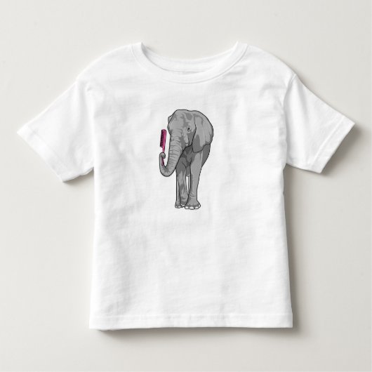 Elefant als Friseur mit Kamm Kleinkind T-shirt (Vorderseite)