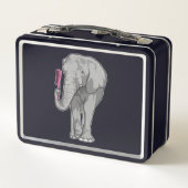 Elefant als Friseur mit Kamm Metall Brotdose (Rückseite)