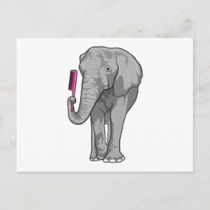 Elefant als Friseur mit Kamm Postkarte