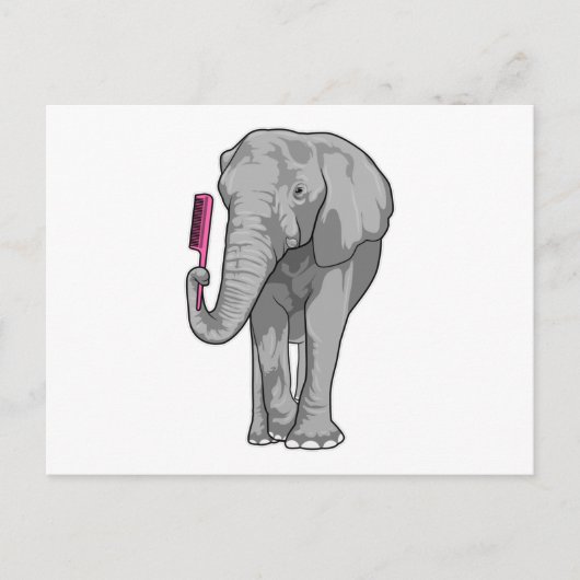 Elefant als Friseur mit Kamm Postkarte (Vorderseite)