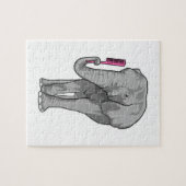 Elefant als Friseur mit Kamm Puzzle (Horizontal)