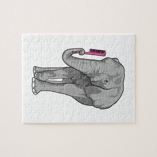 Elefant als Friseur mit Kamm Puzzle (Horizontal)