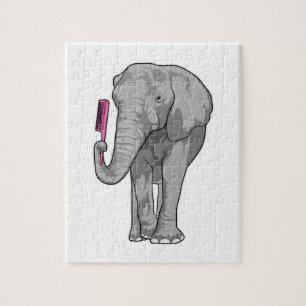 Elefant als Friseur mit Kamm Puzzle