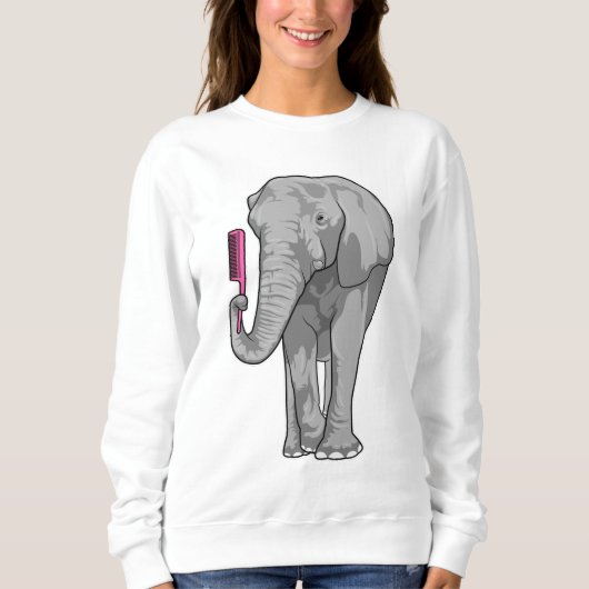 Elefant als Friseur mit Kamm Sweatshirt (Vorderseite)