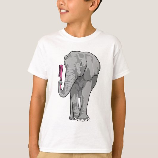 Elefant als Friseur mit Kamm T-Shirt (Vorderseite)