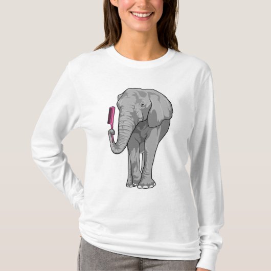 Elefant als Friseur mit Kamm T-Shirt (Vorderseite)