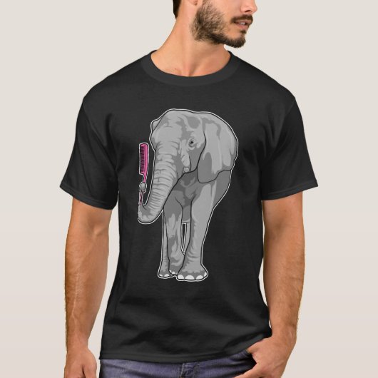 Elefant als Friseur mit Kamm T-Shirt (Vorderseite)