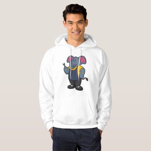 Elefant als Friseur mit Schere Hoodie (Vorne ganz)