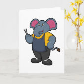 Elefant als Friseur mit Schere Karte (Gelbe Blume)