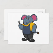 Elefant als Friseur mit Schere Postkarte (Vorne/Hinten)