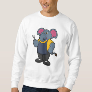 Elefant als Friseur mit Schere Sweatshirt