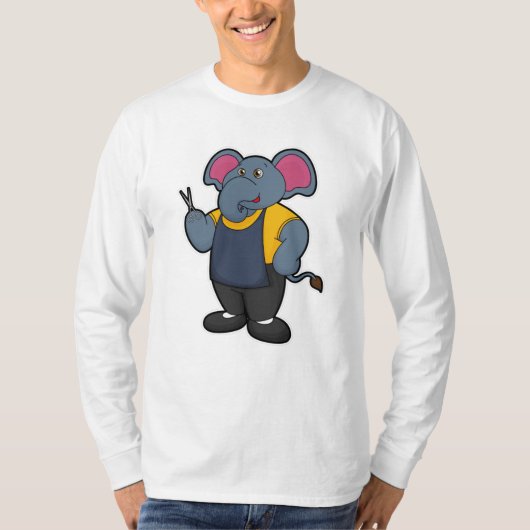 Elefant als Friseur mit Schere T-Shirt (Vorderseite)