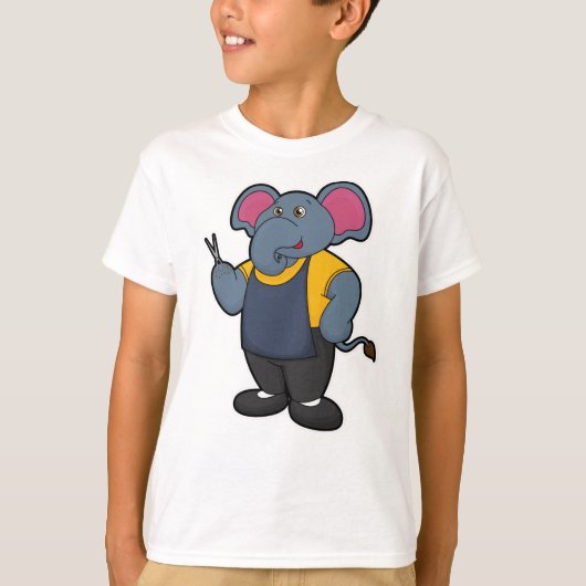 Elefant als Friseur mit Schere T-Shirt (Vorderseite)