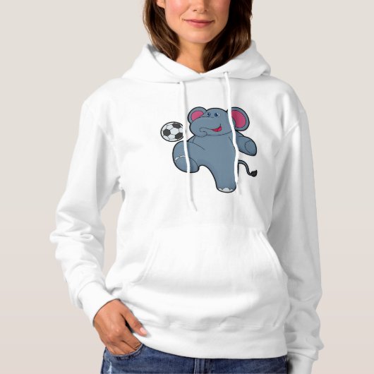 Elefant als Fußballspieler mit Fußball Hoodie (Vorderseite)