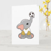 Elefant als Fußballspieler mit Fußball Karte (Gelbe Blume)
