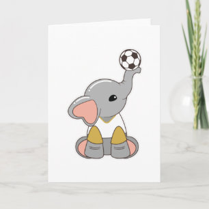 Elefant als Fußballspieler mit Fußball Karte