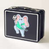 Elefant als Fußballspieler mit Fußball.PNG Metall Brotdose (Rückseite)