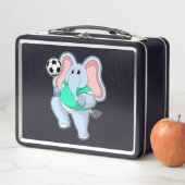 Elefant als Fußballspieler mit Fußball.PNG Metall Brotdose (Beispiel)