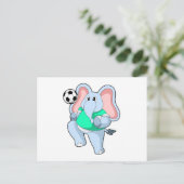 Elefant als Fußballspieler mit Fußball.PNG Postkarte (Stehend Vorderseite)