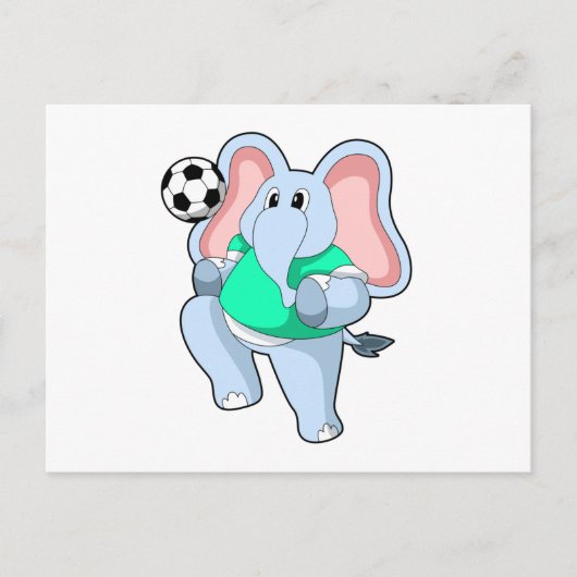 Elefant als Fußballspieler mit Fußball.PNG Postkarte (Vorderseite)
