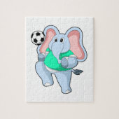 Elefant als Fußballspieler mit Fußball.PNG Puzzle (Vertikal)