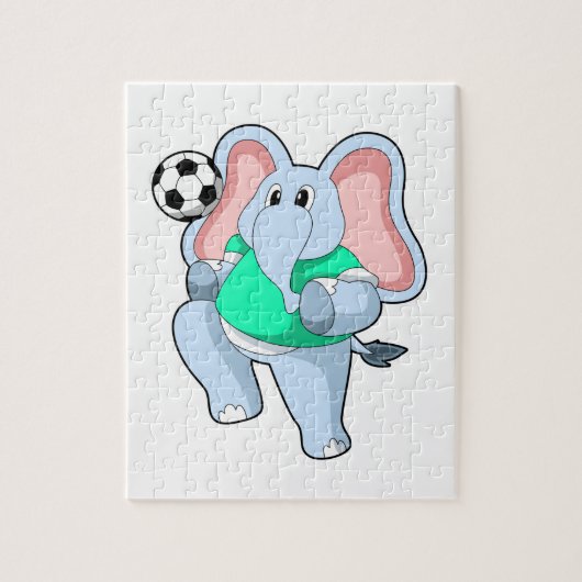 Elefant als Fußballspieler mit Fußball.PNG Puzzle (Vertikal)