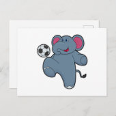 Elefant als Fußballspieler mit Fußball Postkarte (Vorne/Hinten)