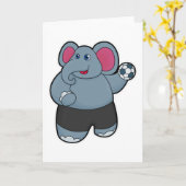 Elefant als Handballspieler mit Handball Karte (Gelbe Blume)