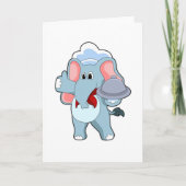Elefant als Kellner mit Platter Karte (Vorderseite)