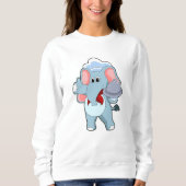Elefant als Kellner mit Platter Sweatshirt (Vorderseite)