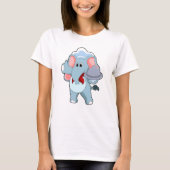 Elefant als Kellner mit Platter T-Shirt (Vorderseite)
