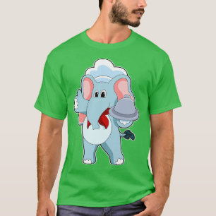Elefant als Kellner mit Tablett T-Shirt