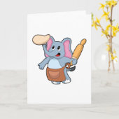 Elefant als Koch mit Button und Teig Karte (Gelbe Blume)