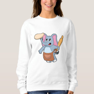 Elefant als Koch mit Button und Teig Sweatshirt
