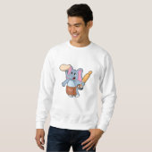 Elefant als Koch mit Button und Teig Sweatshirt (Vorne ganz)