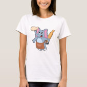 Elefant als Koch mit Button und Teig T-Shirt (Vorderseite)