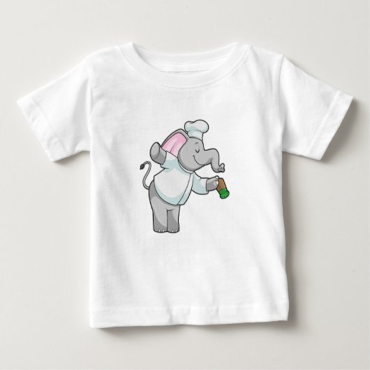 Elefant als Koch mit Salzstreuer Baby T-shirt (Vorderseite)