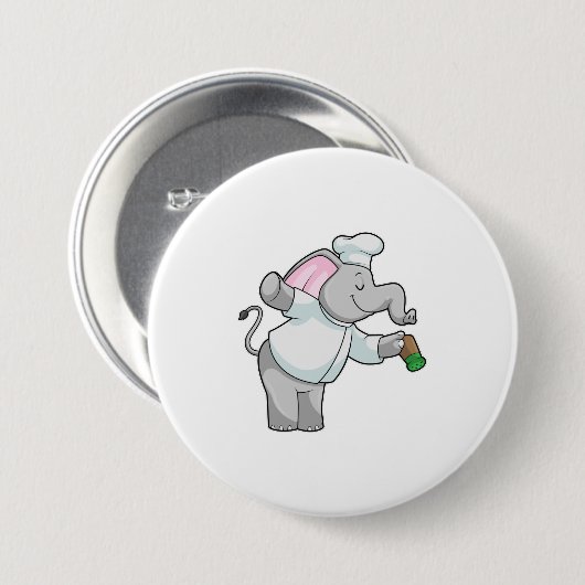 Elefant als Koch mit Salzstreuer Button (Vorne & Hinten)
